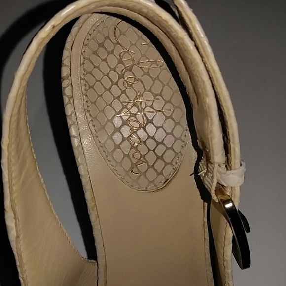 Nude Snakeskin Cole Haan Peep Toe Heels Sling Back 6B - Picture 7 of 7